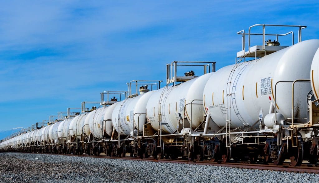 A run of railway tankers